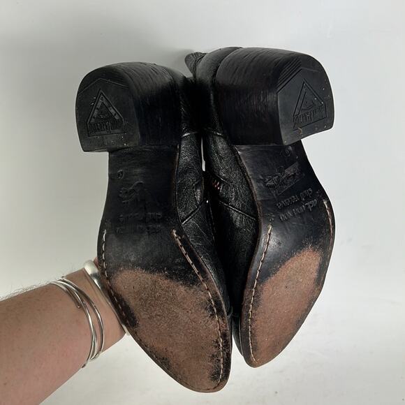 John Fluevog passage preet size 6 distressed silver leather stacked heel boots - Picture 9 of 9